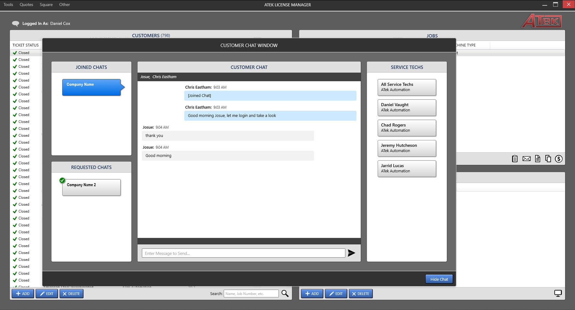 ATek Service Chat